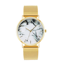 Marble Face Women's Creative Quartz Watch with Mesh Band