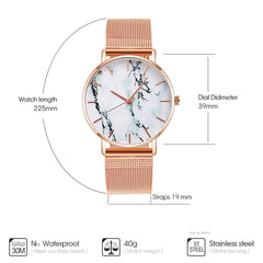 Marble Face Women's Creative Quartz Watch with Mesh Band