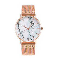 Marble Face Women's Creative Quartz Watch with Mesh Band
